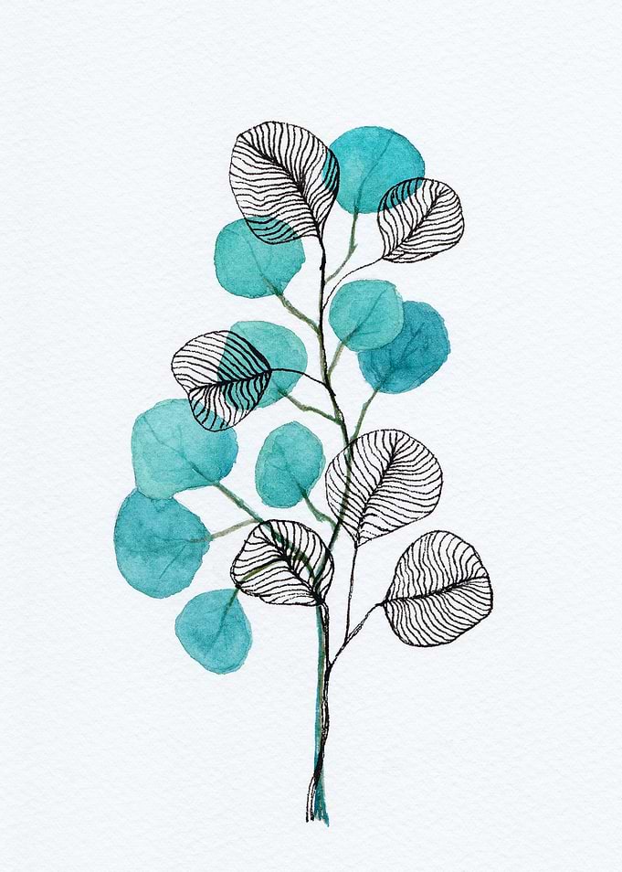 Watercolor + ink leaves