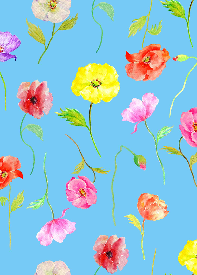 Blue Poppy Pattern 04