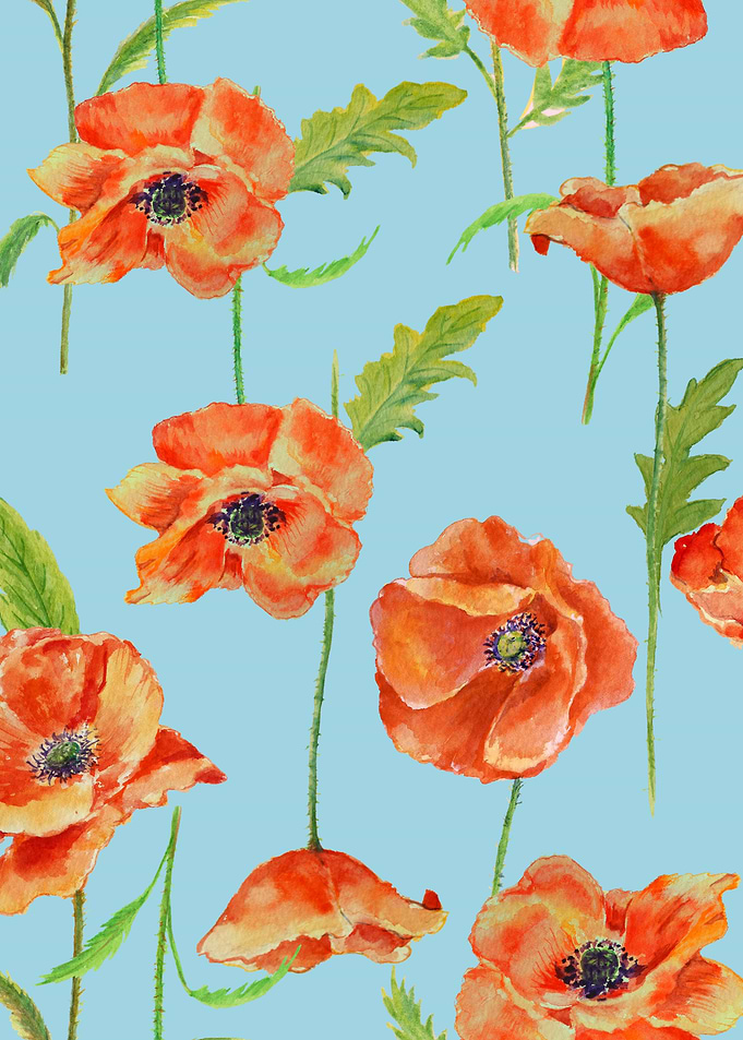Blue Poppy Pattern 07