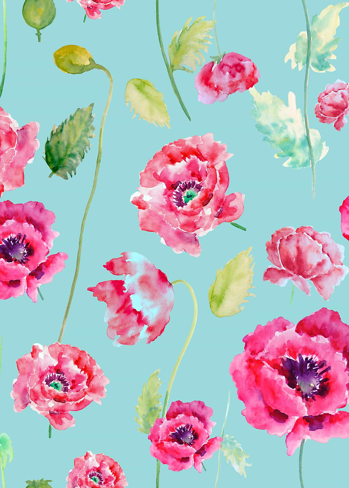 Blue Poppy Pattern 02