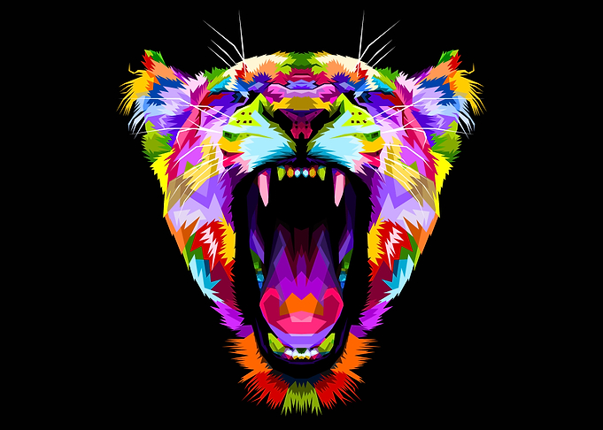 Angry Lion Face colorful