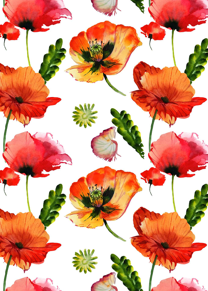 Red Poppy Pattern 06