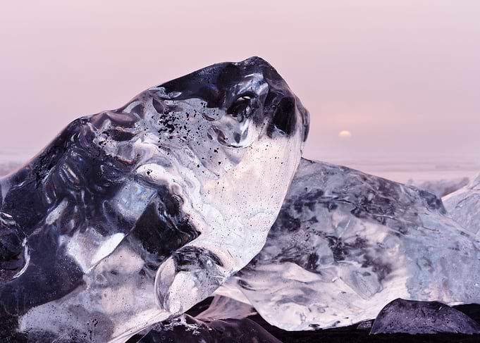 Ice blocks in red light