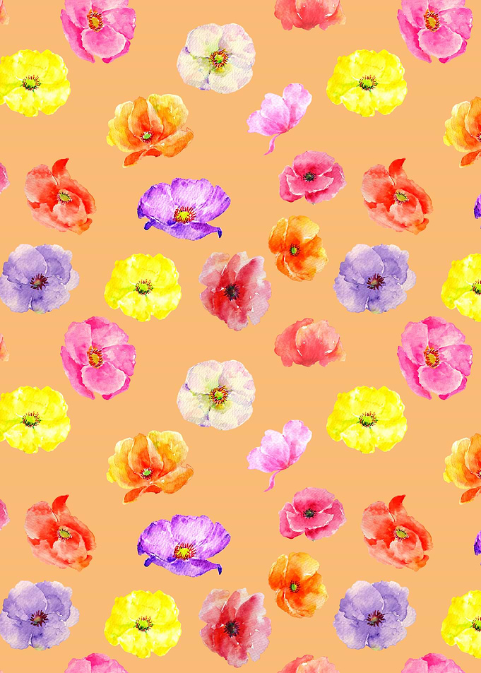 Orange Poppy Pattern 05