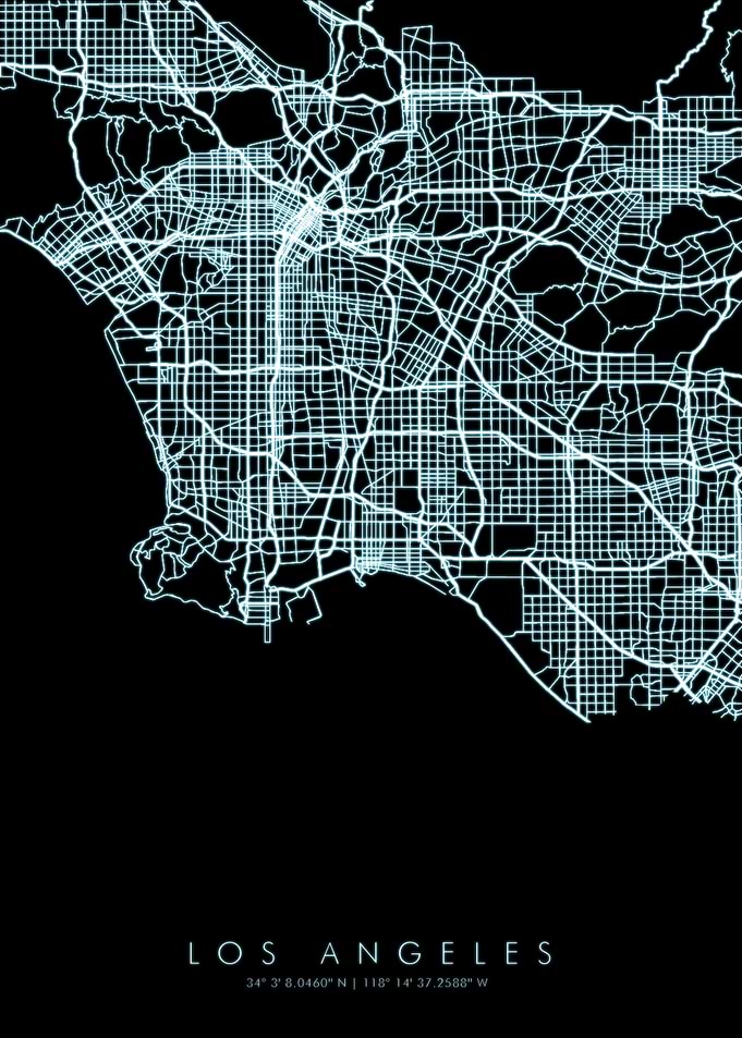 Los Angeles Neon Map