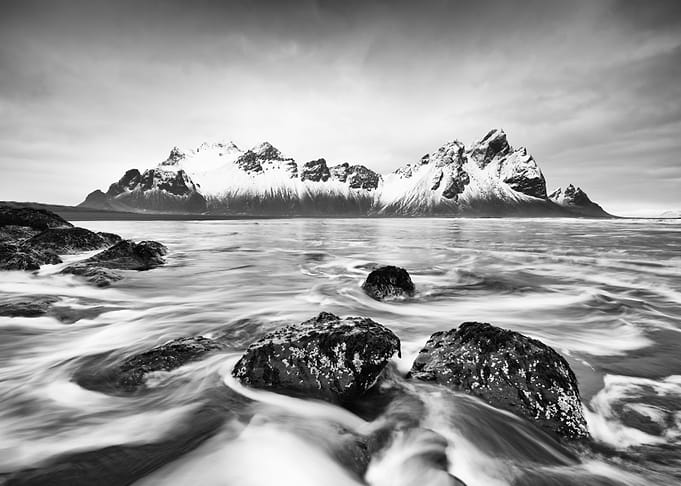 Mountains and wild surf