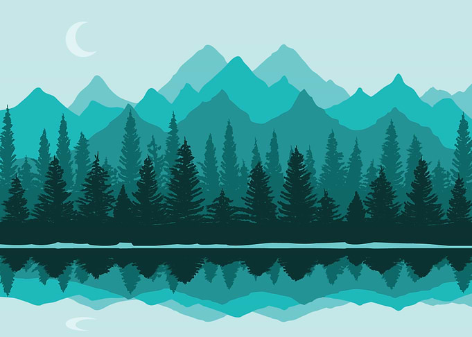 Pine forest with Mountains