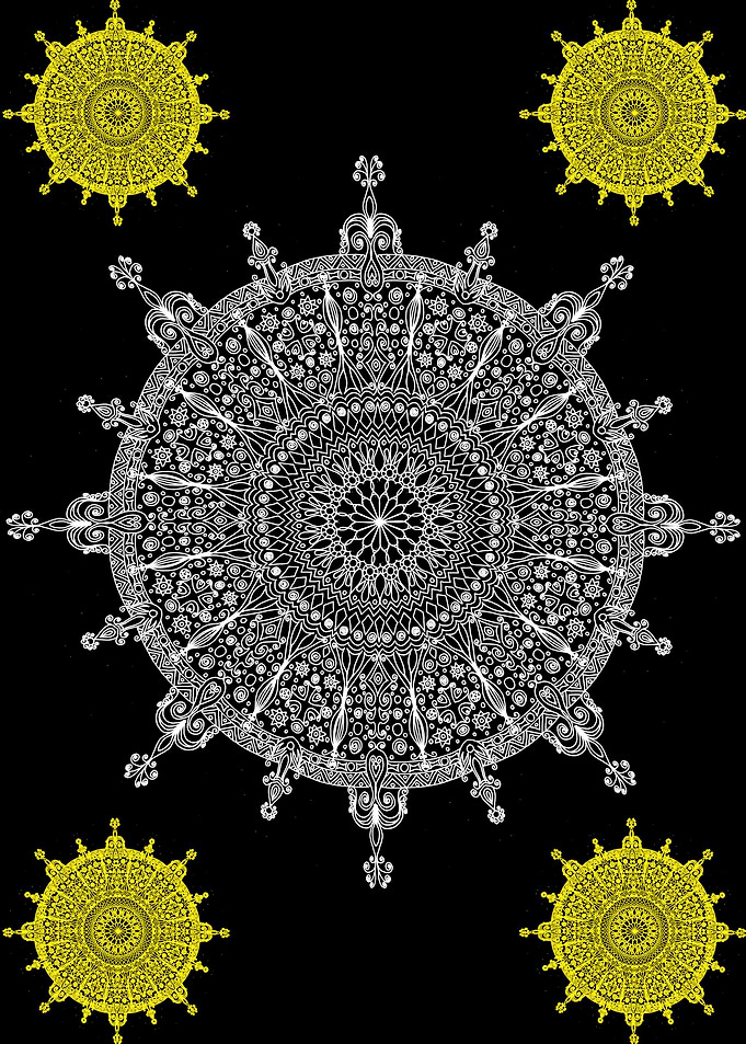 mandala yellow white
