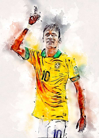 neymar watercolor brazil
