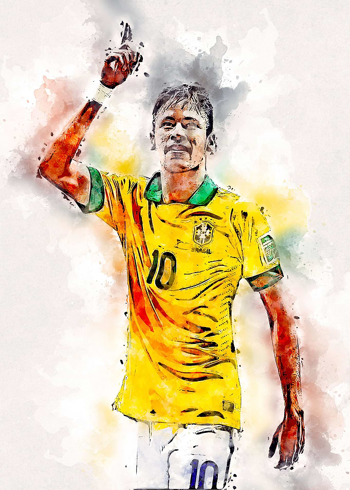 neymar watercolor brazil