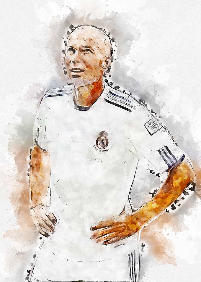 zinedine zidan watercolor