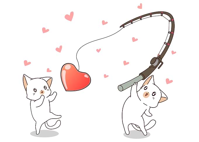 Cute cat kawaii heart bait