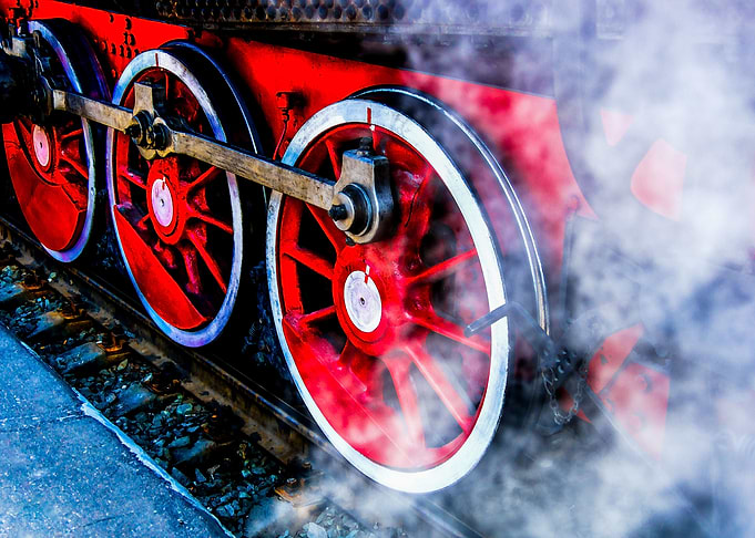 Red Wheels White Steam
