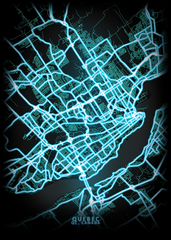 Quebec QC Canada City Map