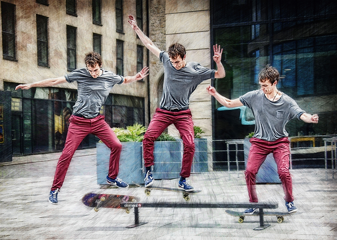 A Skater jumping moving