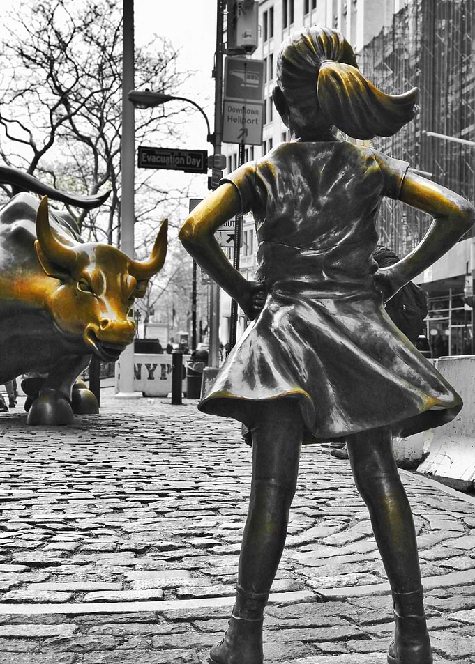 Charging bull girl