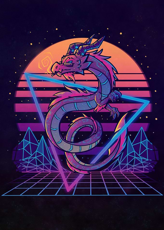 RetroWave Dragon Aesthetic
