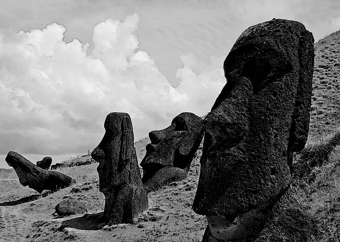 Mohais on Easter Island