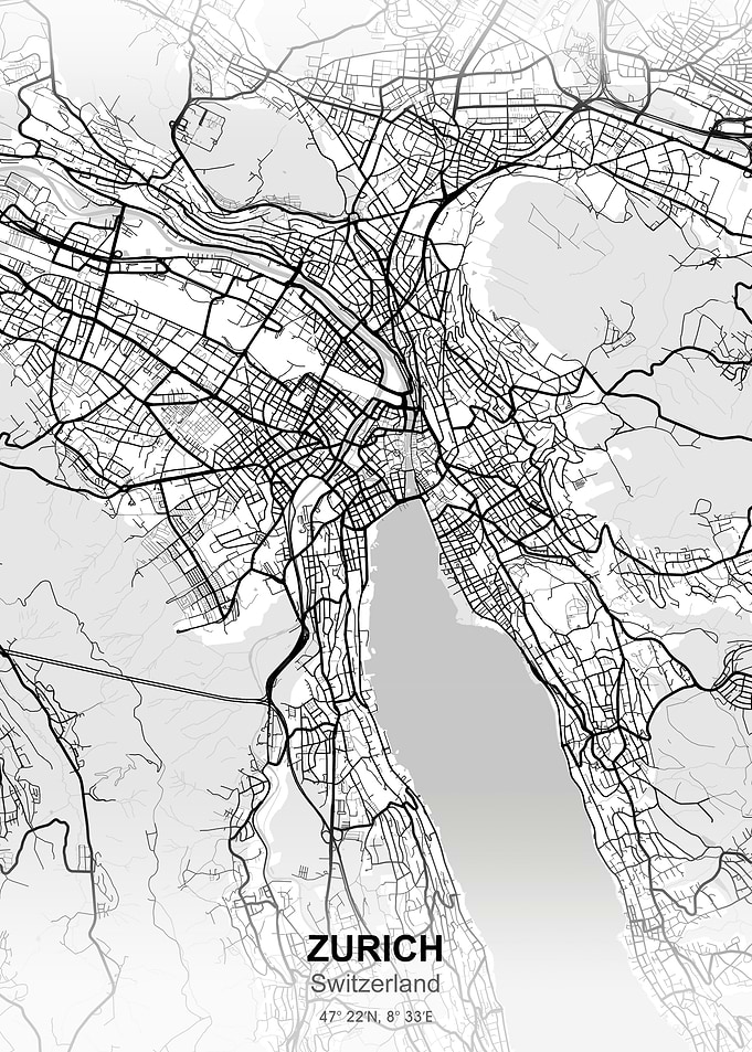 zurich city map white