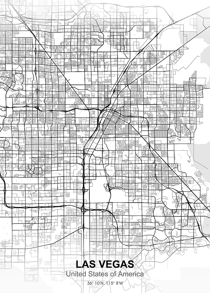 las vegas city map white