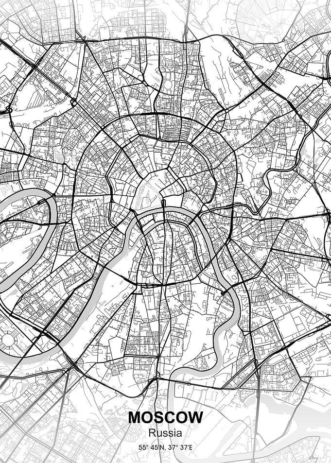 moscow city map white