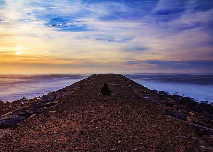 Woman meditation pontoon