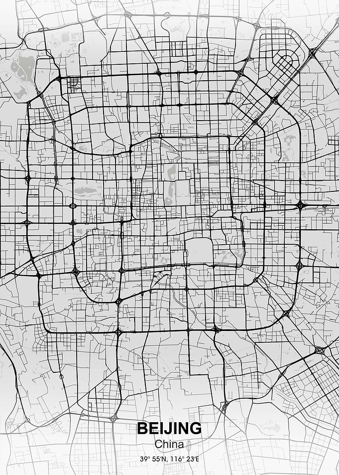 beijing city map white