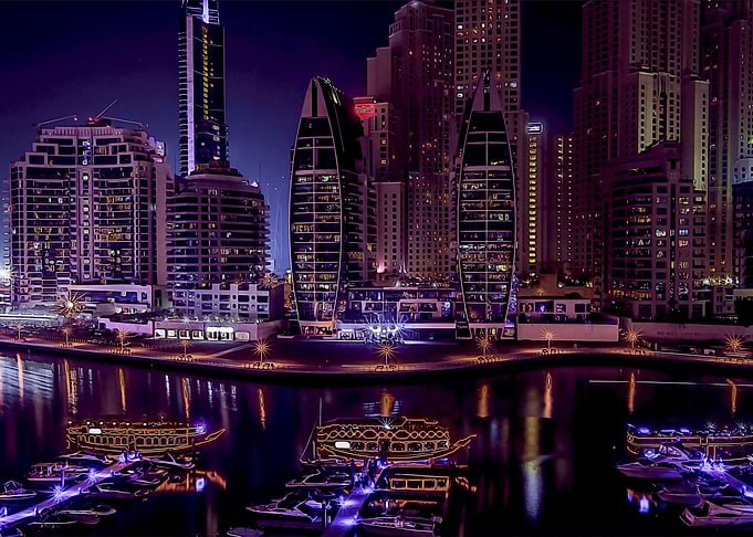 Marina of dubai at night