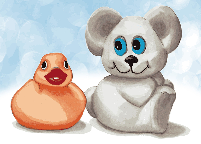 Teddy bear and rubber duck