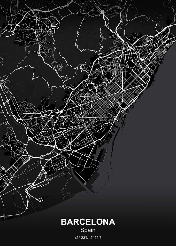 barcelona city map black
