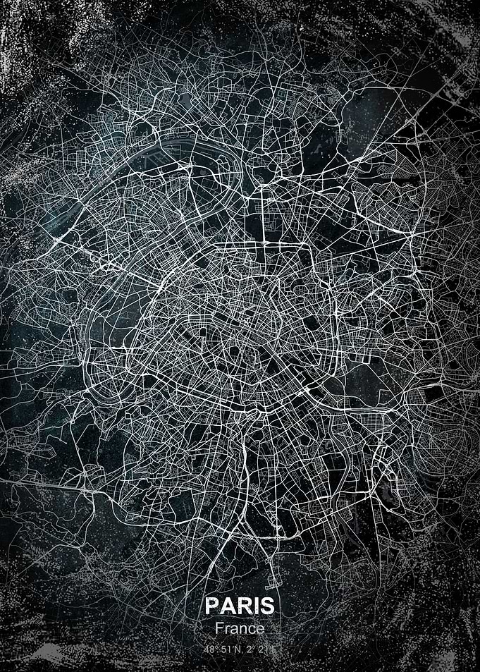 paris francechalkboard map