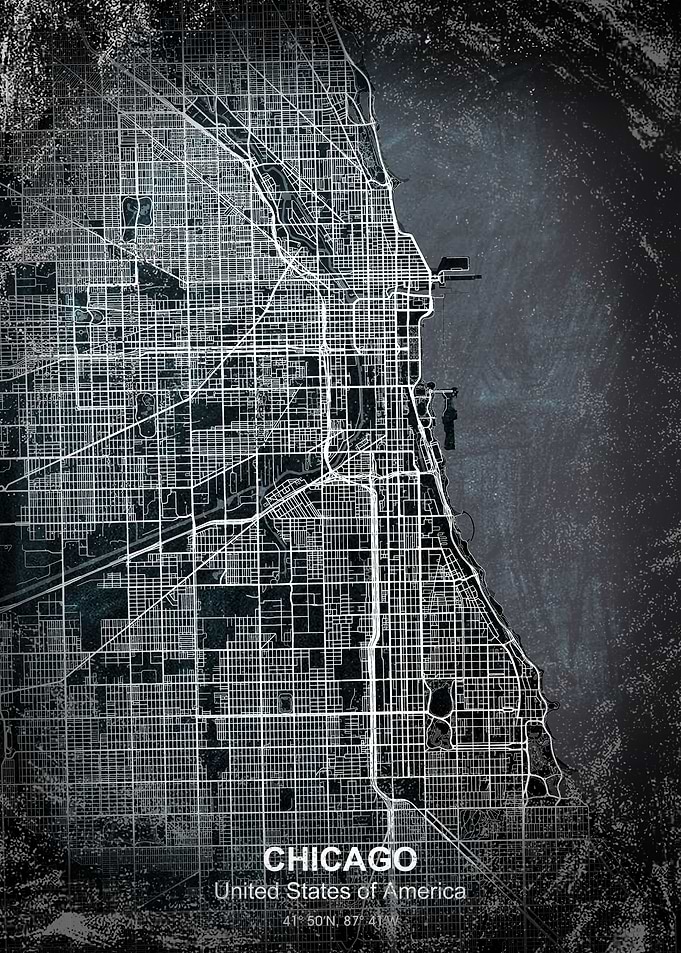 chicago chalkboard map
