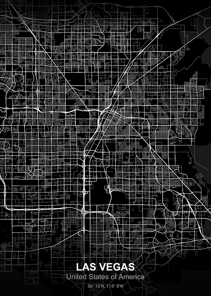 las vegas city map black