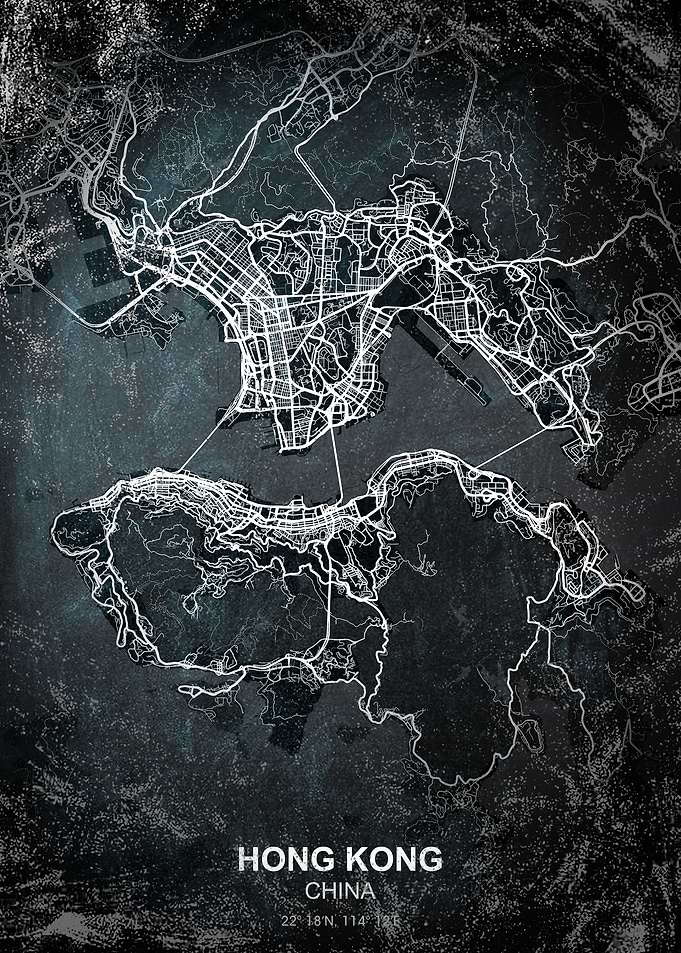 hong kong chalkboard map