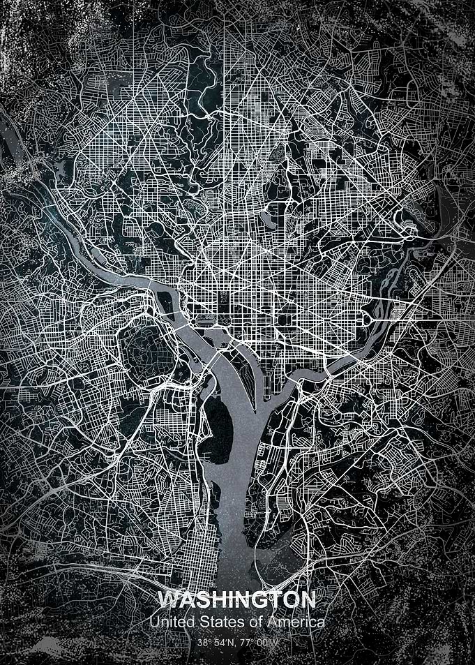 washington chalkboard map