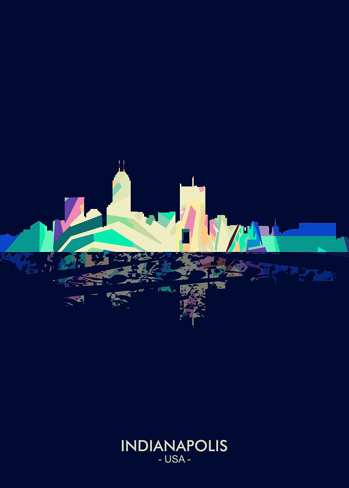 Indianapolis Skyline Blue