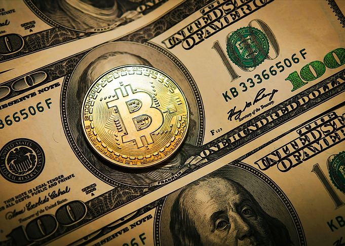 Bitcoin and banknotes