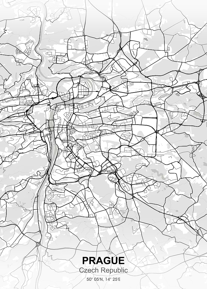 Prague city map white