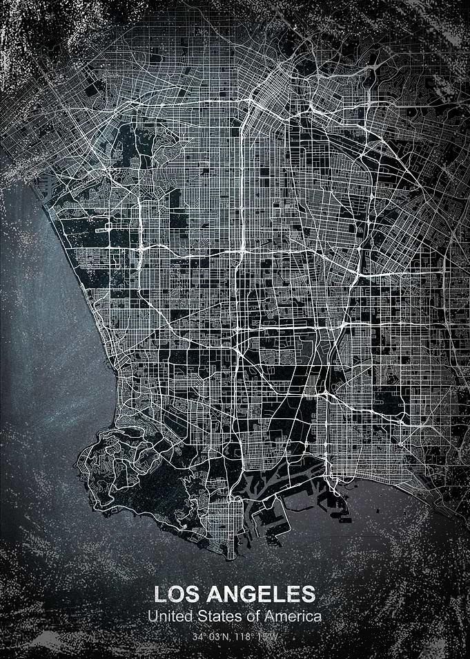 los angeles chalkboard map
