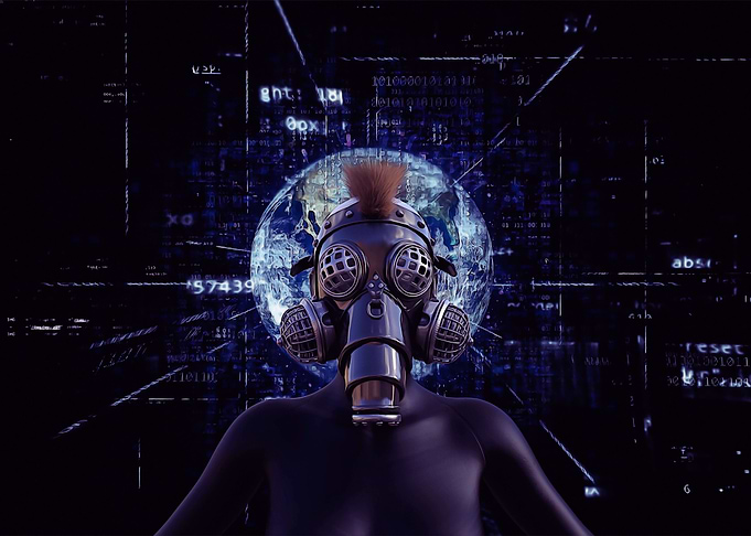 Woman with gaz mask