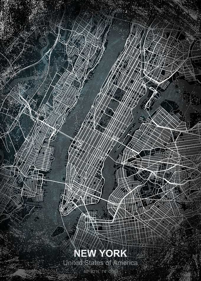 new york chalkboard map
