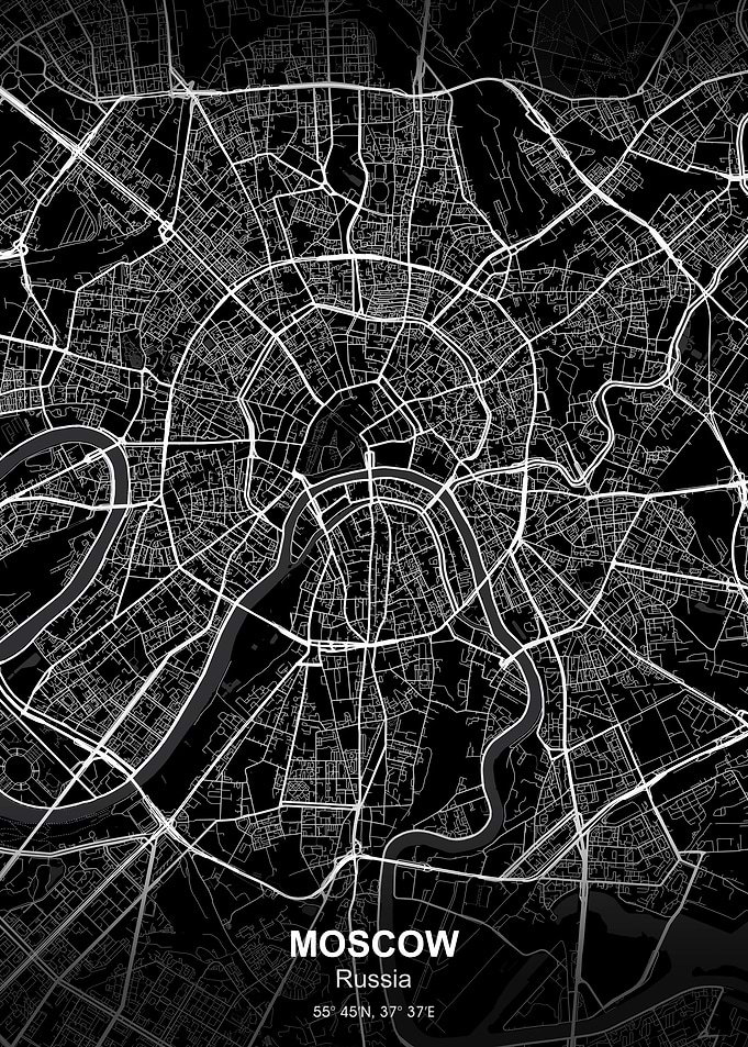 moscow city map black