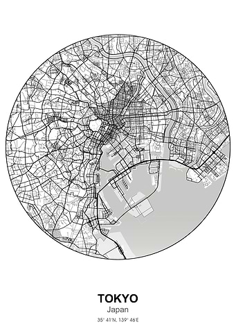 tokyo japan circle map