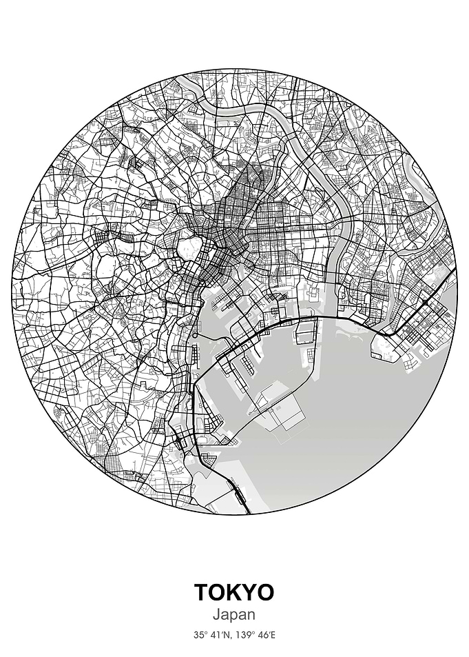 tokyo japan circle map