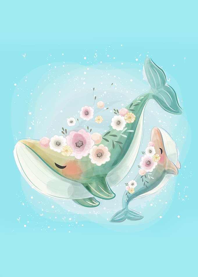 Cute and baby whale