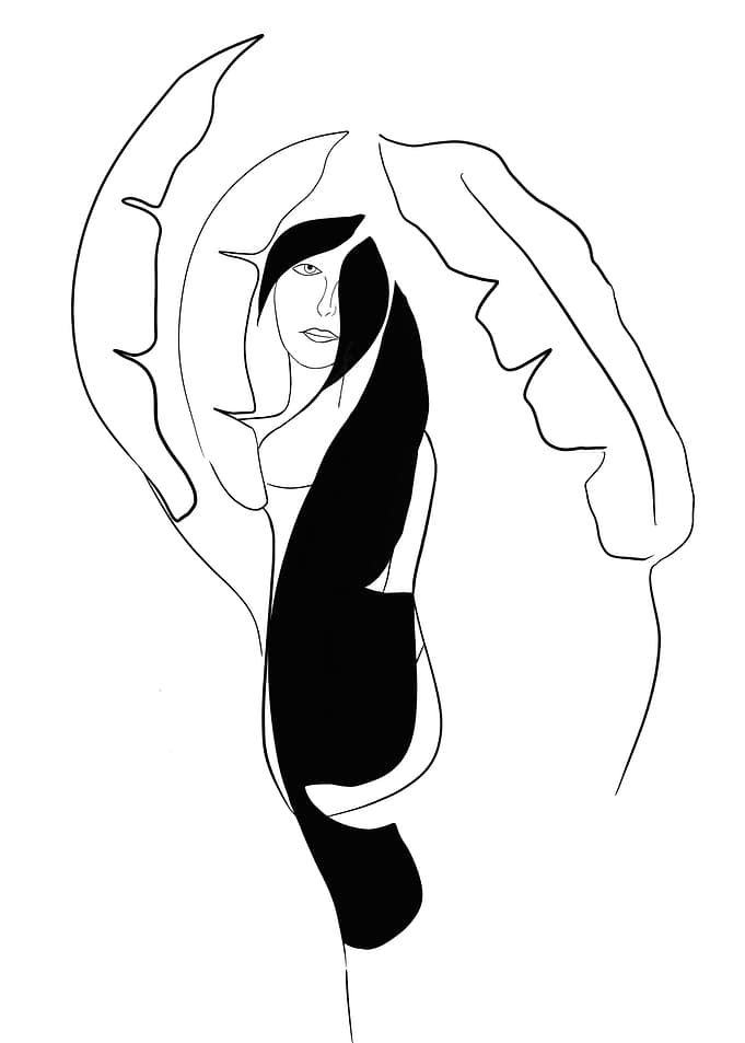 Woman with Banana Leaves 1