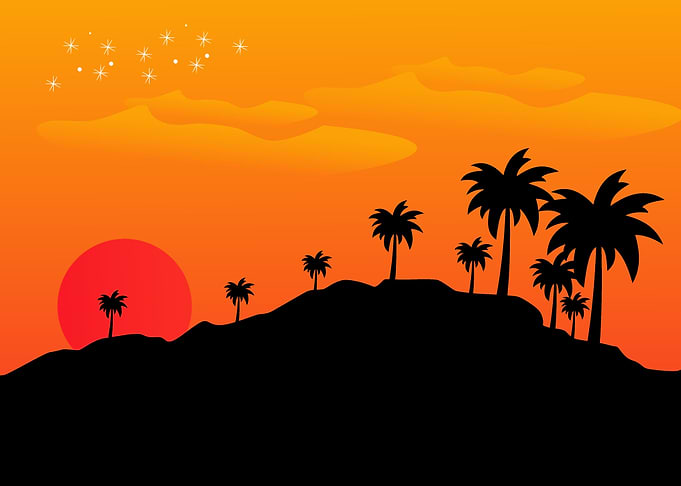 poster mountains sunset