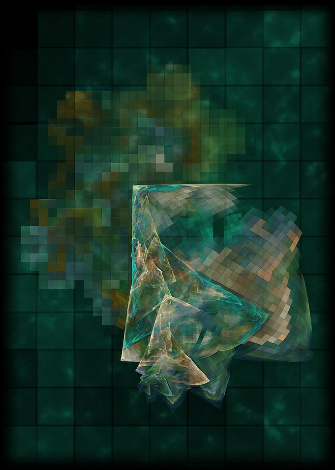 Island on green tiles