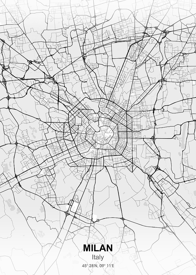 Milan city map white