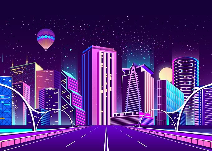 Neon City Landscape